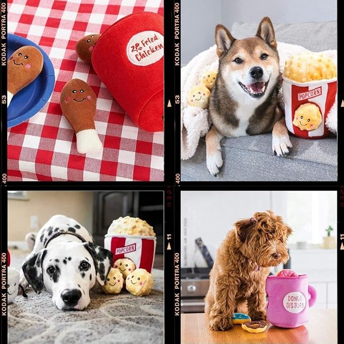 ZippyPaws Burrow - Interactive Dog & Puppy Toys for Boredom, Stimulating Pet Products to Keep Them Busy, Hide & Seek Plush Puzzle, Enrichment Squeaky Toy for Small & Medium Dogs - Hot Cocoa