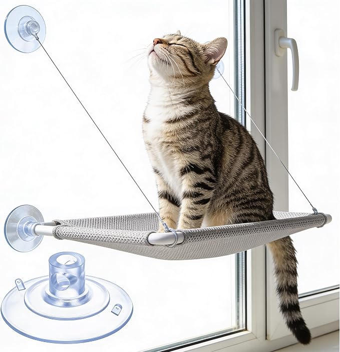 4 Pcs Replacement Suction Cup for Cat Window Perch, Extra Thick Heavy Duty PVC Sucker Pads, 3.3" Powerful Vacuum Hooks for Cat Hammock, Window Bed, Shelf, Max Load Support