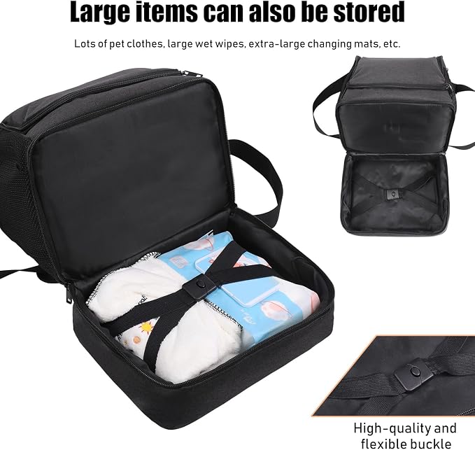 Dog&Cat Grooming Supplies Bag, Adjustable Compartments Wall Mounted Dog Grooming Bag for Pet Groomers, Cat Grooming Bag for Dog Clippers/Wipes/Hair Remover/Nail Trimmer/Brush/Comb/Shampoo