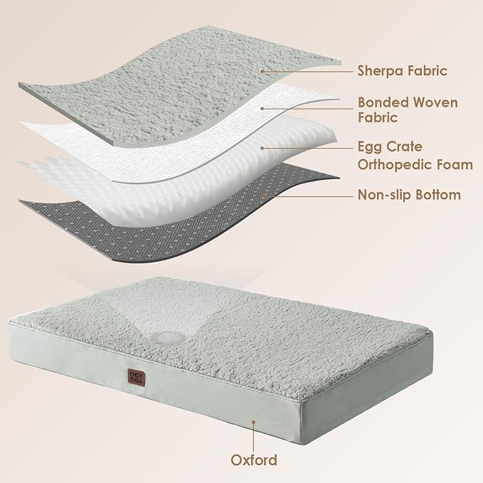 EHEYCIGA Orthopedic Dog Bed Medium with Removable Washable Cover, 30x20 | Egg Crate Foam Support, Durable Oxford fabric, Non-Slip Bottom, Machine Washable, Soft Waterproof Plush Pet Bed Mat For Crate