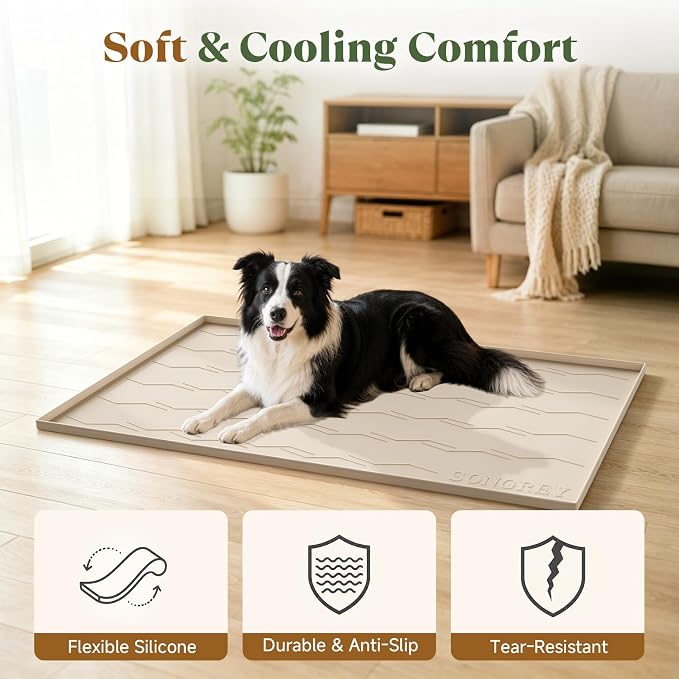 Songrey Thick Silicone Mat, Dog Bed for Crate, Dog Crate Pad, Washable and Anti-Slip