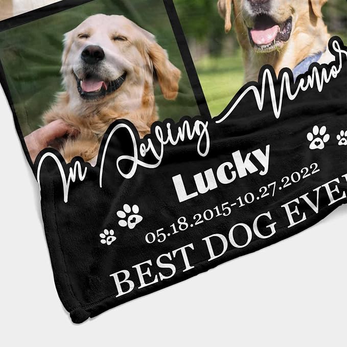 InterestPrint Personalized Loss of Pet Dog Throw Blankets in Loving Memory Best Dog Ever Blanket Custom Memorial Dog Blankets with Beloved Photo Remembrance Blanket Gift 60X80 Inch
