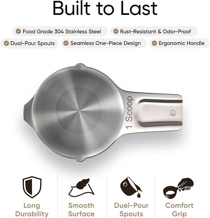 Color Up 1 Cup Pet Food Scoop – Stainless Steel Dog Food Scoop Cup (16 Tbsp) – Heavy-Duty, Rust-Resistant Measuring Scoop for Dogs, Cats, Birds & Rabbits – Ideal for Dry Food & Treats
