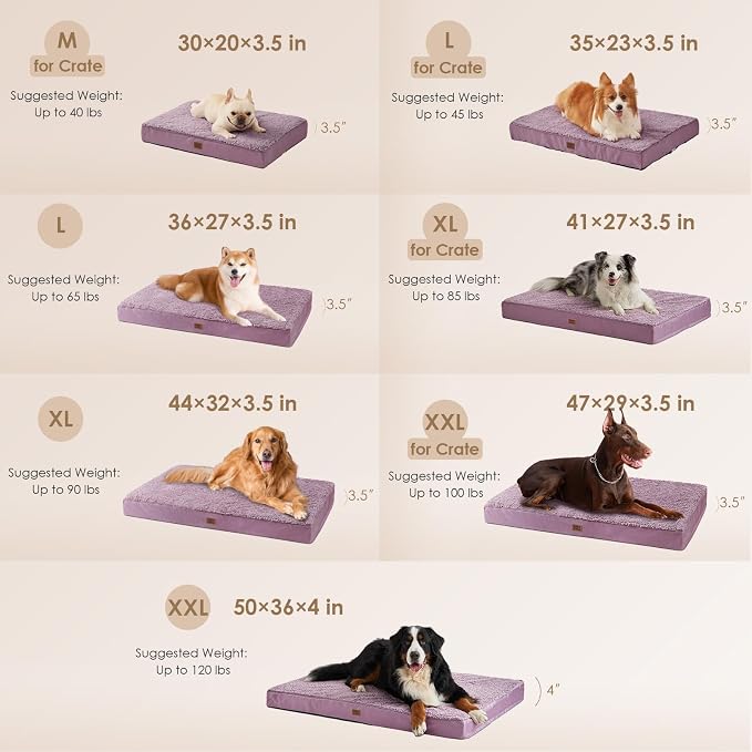 EHEYCIGA Orthopedic Dog Bed Extra Large with Removable Washable Cover, 41IN | Egg Crate Foam Support, Durable Oxford fabric, Non-Slip Bottom, Machine Washable, Soft Waterproof Plush Pet Bed Mat For Crate