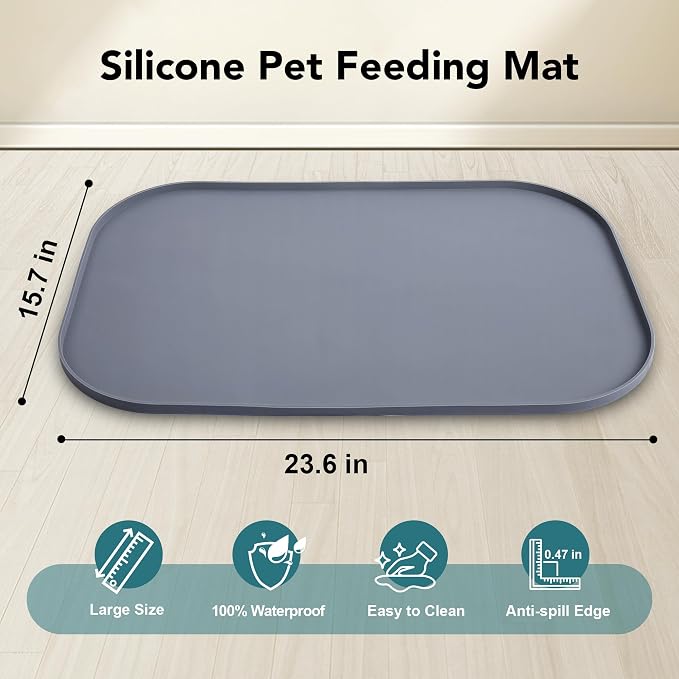 UPSKY 3-in-1 Elevated Dog Bowls Set with 4 Height Adjustable Stand and Mat | 304 Stainless Steel Bowl, No Spill Water Bowl, Slow Food Bowl, Anti-Slip, Dishwasher Safe, Suitable for Small Medium Dogs