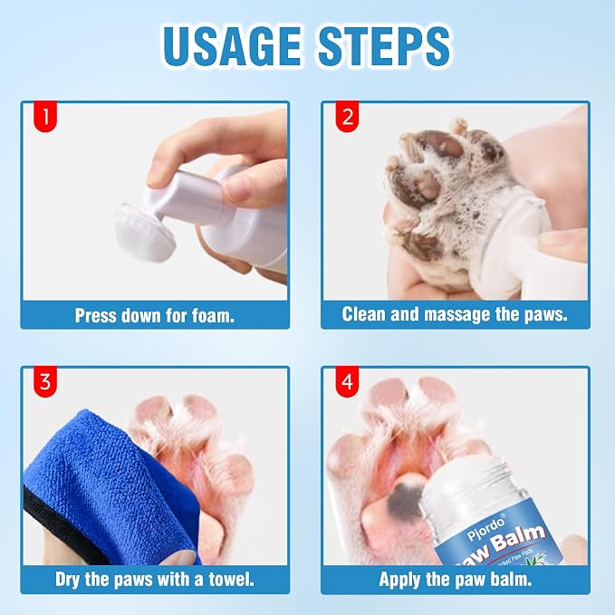Pjordo Dog Paw Cleaner Kit, No-Rinse Foaming Cleanser for Dogs and Cats, Dog Paw Balm for Heal Dry Cracked Paws & Nose, Pet Foot Washer Paw Scrubber for Large Medium Small XL Breed Dogs