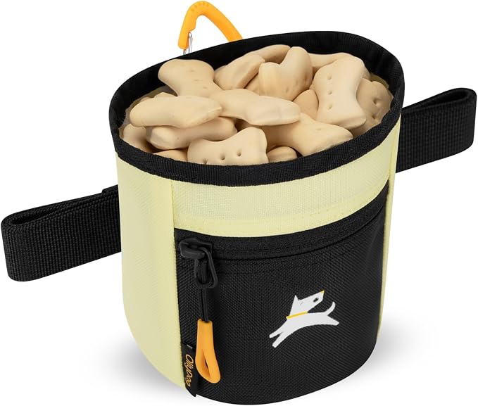 Goodie Treat Bag, Dog Treat Training Pouch | Magnetic Closure | 3 Ways to Wear | Hands-Free Waist Belt | Water-Resistant Recycled Vegan Fabric (Sol)