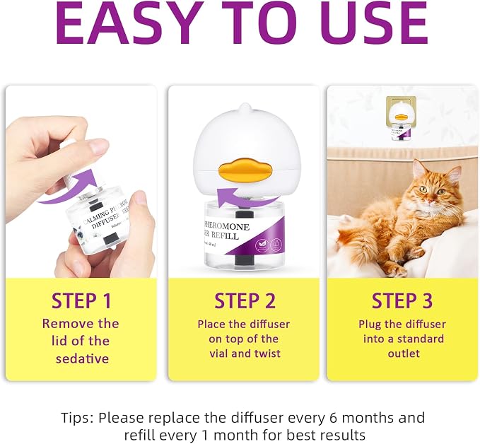 Cat Pheromones Calming Diffuser Kit, 2 Plug-in Diffusers & 2 Refills (48ml) - Up to 60 Days Pheromone Support for Cats - Helps Reduce Scratching, Urine Marking & Anxiety - Fits All Cat Breeds & Ages