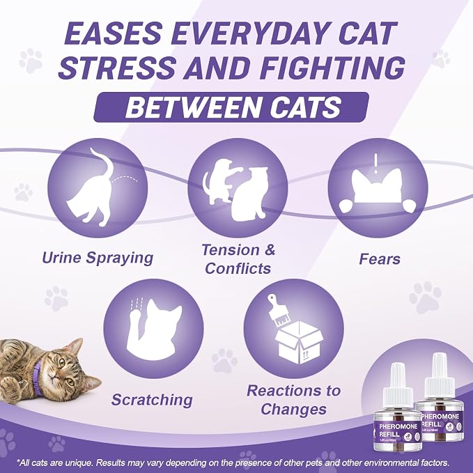 16 Pack Cat Calming Diffuser Refills Bulk Multicat Pheromones Calming Diffuser Refill for Reduce Anxiety Stress, Spraying Fighting and Scratching, Fits All Common Heads