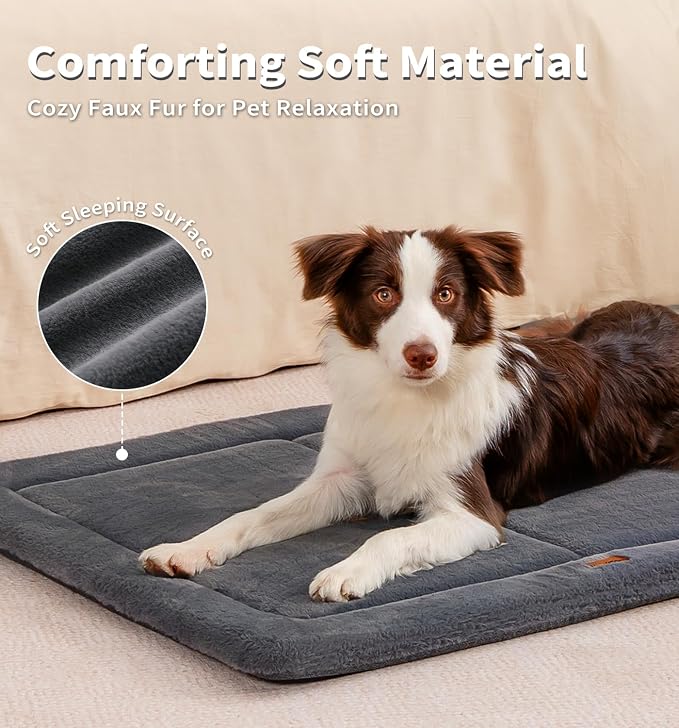MADE 4 PETS Dog Crate Pad Washable Dog Bed for Small Dogs, 24"x18" | Washable & Reversible, Anti-Slip Kennel Mat for Cozy Sleeping, Soft Fluffy Dog Bed for Indoor & Outdoor Use, , Dark Gray