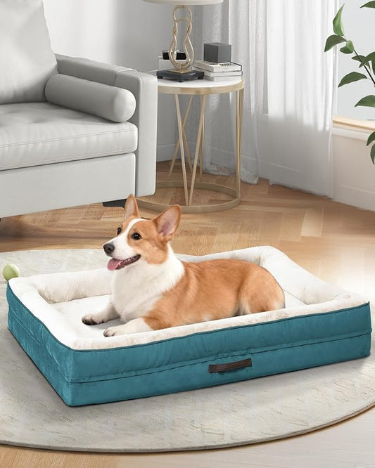 Upvilla Large Orthopedic Dog Bed, Four-Sided Cushioned Egg-Shaped Foam Dog Sofa, Waterproof Removable Cover, Pet Sofa Bed with Non-Slip Base, Large Pet Bed,Blue