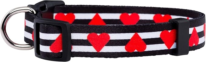 Native Pup Valentine’s Dog Collar- Valentines Day Pet Collars- Valentine Girly Hearts- Pink Red Heart- Cute Boy Girl Puppy Gift- Adjustable for Small, Medium, Large Breeds (Striped Hearts, Medium)