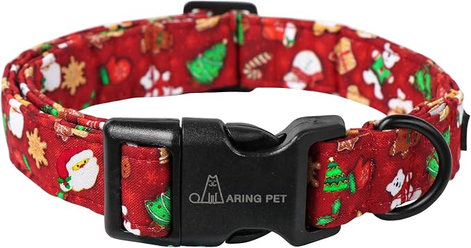 ARING PET Christmas Dog Collar, Cute Red Santa Claus Adjustable Cotton Pet Collars for Puppy Small Medium Large Boy and Girl Dogs-XS