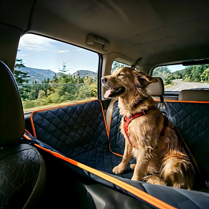 Luxury Dog Car Seat Cover for Back Seat Breathable Mesh Window Dog Hammock for Car 4-Layer Heavy Duty Waterproof Pet Seat Protector Scratch-Proof Car Seat Cover Perfect for Family Road Trips