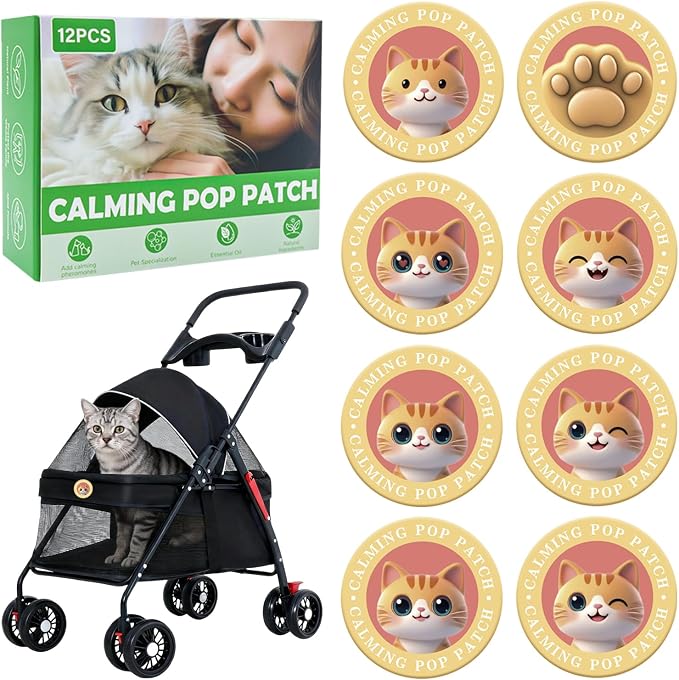 QHZ Cat Calming Diffuser for Anxiety Relief – Portable Cat Anxiety Treatment for Travel, Car, Vet & Home, No Plug-in Needed, 24-Hour Stress Support for Cats & Kittens, 12-Pack