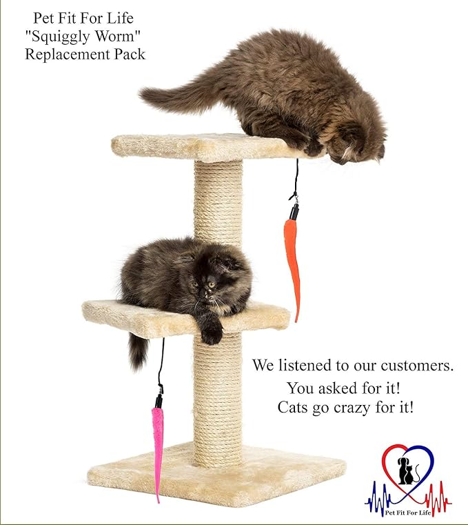 Pet Fit for Life 5 Piece Replacement Pack of Worms for Interactive Cat and Kitten Toy Wands