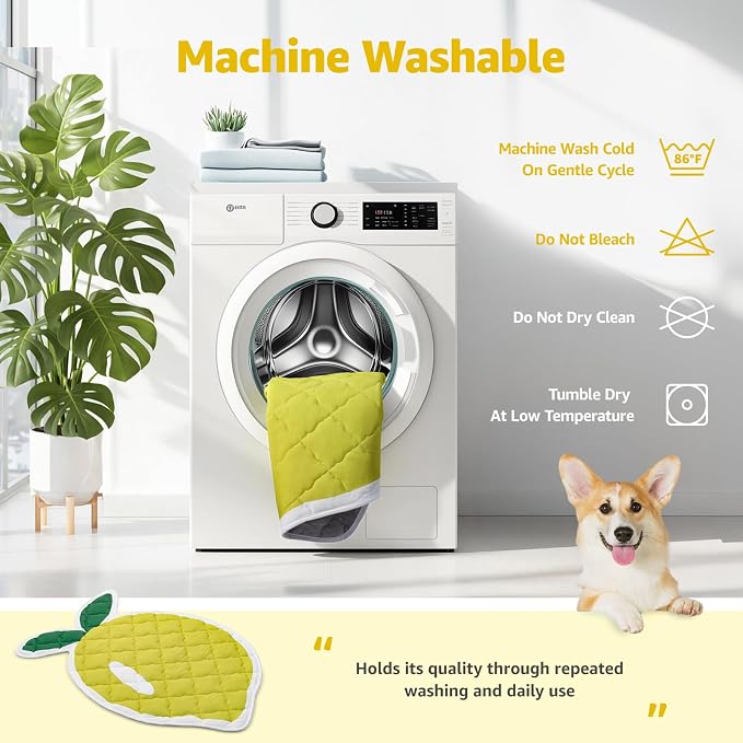 LOOBANI Dog Cooling Mat 38"x50"- Cute Lemon Design Cooling Mat for Dogs (Cool & Warm Side), Waterproof Self-Cooling Mat for Crate, Floor, Car for Small Dogs, Cats, Pet, Yellow 38x50 in