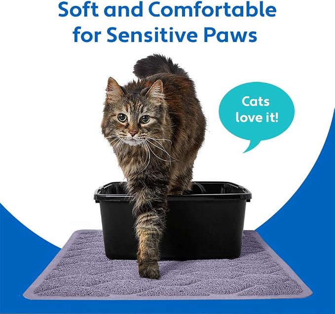 MIGHTY MONKEY Waterproof BPA Free Cat Litter Box Trapping Mat, Easy Clean Floors, Textured Backing, Soft on Sensitive Kitty Paws, Cats Accessories, Less Waste, Stays in Place, 35x23, Purple