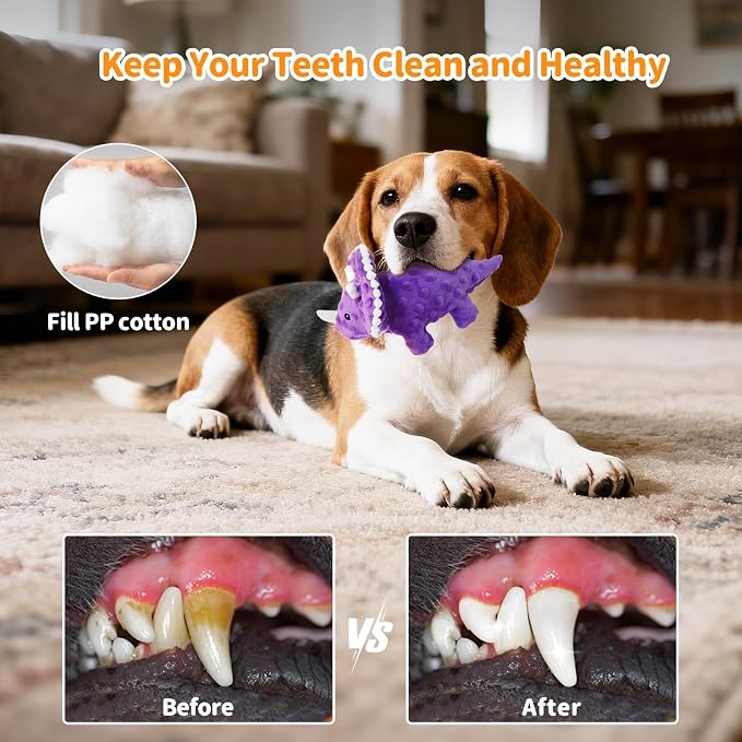 Plush Squeaky Dog Toys, Soft Stuffed Animals Dog Toy with Squeaker, Interactive Crinkle Dog Toys, Puppy Teething Chew Toy for Small, Medium & Large Breeds