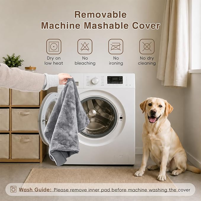 NUPIDA Waterproof Large Dog Bed for Crate with Washable Cover, 35x22, Grey | TPU Waterproof Layer, Easy Clean Cover, Soft Plush Surface, Durable Oxford fabric, Non-Slip Bottom, For Large Breeds ≤50lbs