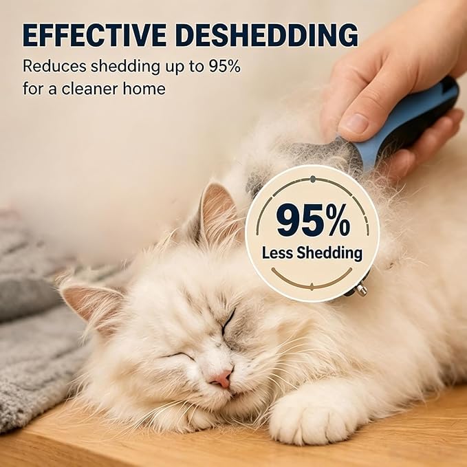 Dematting Comb for Dogs and Cats, Undercoat Pet Brush for Long Hair, Deshedding Brush for Dog Removes Tangles Knots and Loose Fur, 2-In-1 Double Tooth Comb Undercoat Rake Dog Brush