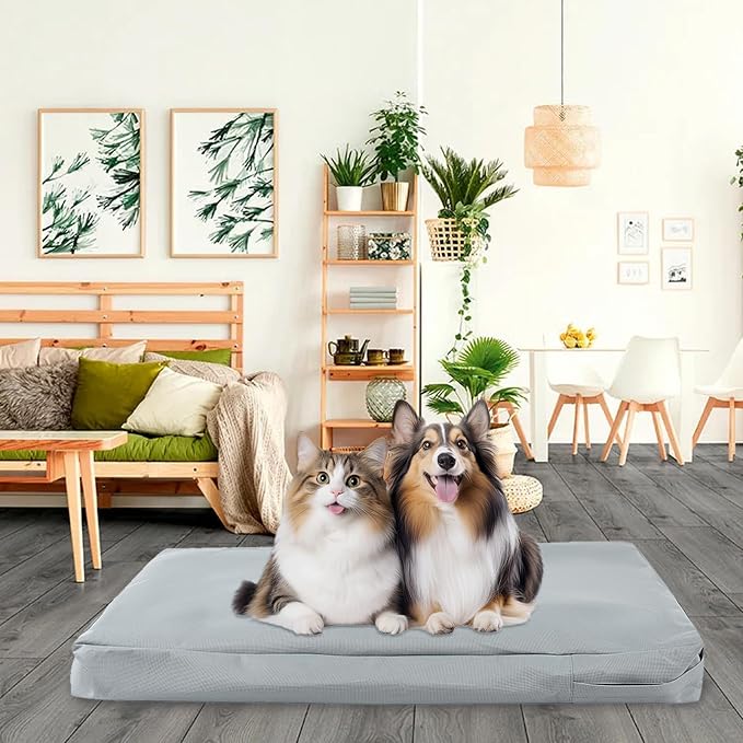Waterproof Dog Bed Cover Replacement for 48 Inch Wire Crates, Heavy Duty Oxford Fabric Pet Bed Sleeve with Zipper, Washable & Durable Mattress Protector for Puppy, 46" L x 29" W x 4" H (Cover Only)
