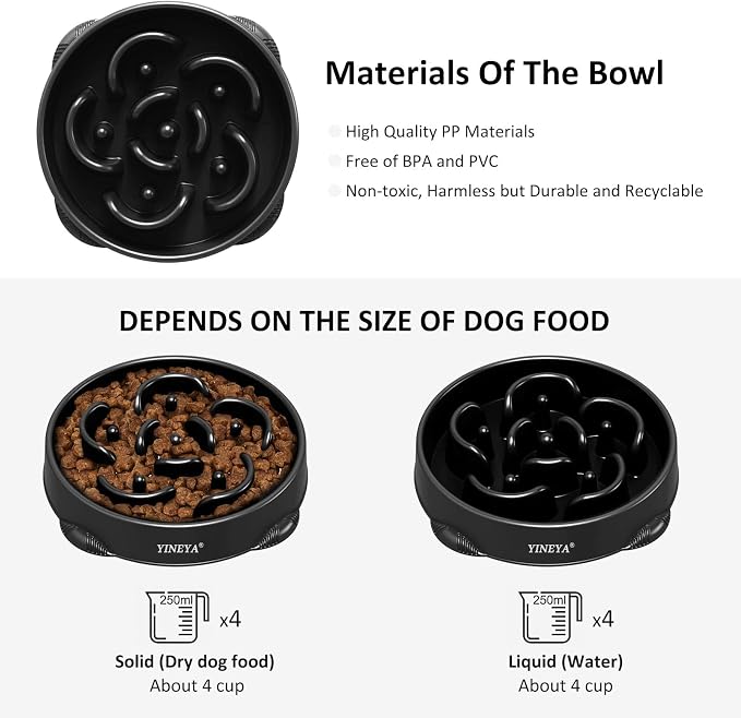 YINEYA 4 Cups Slow Feeder Dog Bowls Large Breed, Anti-Choking Pet Supplies, Maze Dog Food Bowl, Puzzle Feeder That Slow Down Eating | Dog Food Bowl Slow Down Eating Prevents Bloat, Promotes Healthy Digestion, Puzzle Feeder Interactive Makes Meal Time Fun