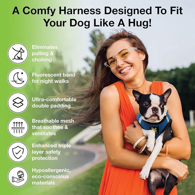 EcoBark Step in Dog Harness Reflective Soft Ultra Padded Mesh Dog Harnesses for XXS, XS, Small, and Medium Dogs Eco-Friendly Comfort Secure Halter No Pull Adjustable Pet Vest