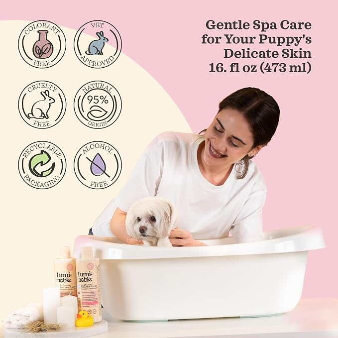 2in1 Hypoallergenic Dog Shampoo & Conditioner, Oatmeal & Collagen Formula | Tearless Dog Wash for Puppies, Itchy Skin Relief, White Musk Scent, Moisturizing & Skin Sensitive Friendly, 16 fl oz