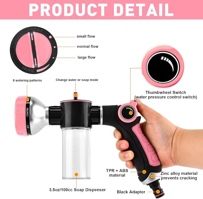 Dog Shower Attachment with 6.6FT Shower Hose, 8 Sprayer Modes Dog Washing Hose Attachment for Bathroom & Bathtub, Outdoor Use Dog Washing Kit with Pet Grooming Glove Shampoo Dispenser and Holder