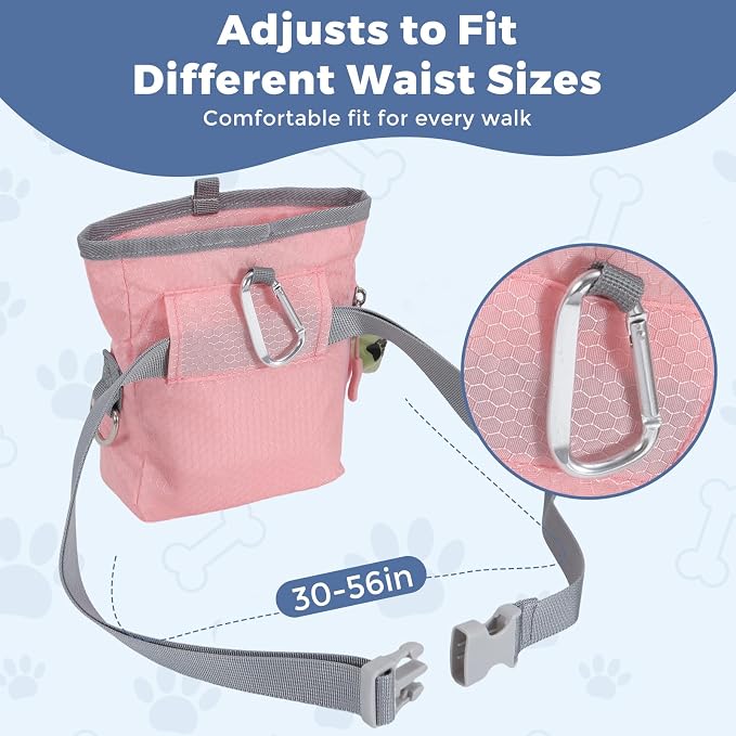 Dog Treat Pouch for Pet Training, One-Hand Magnetic Closure, Hands-Free Treat Bag with Silicone Liner, No Mess No Smell