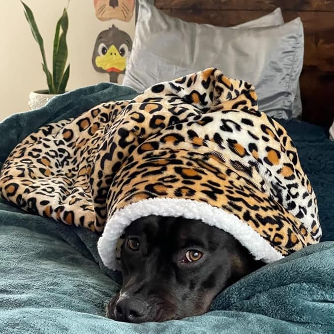 Kritter Planet Leopard Print Dog Blankets for Large Dogs, Soft Fluffy Fleece Pet Blankets for Couch, Sofa, Dog Beds, Car Seats, Creat, Washable, 50x60 inches