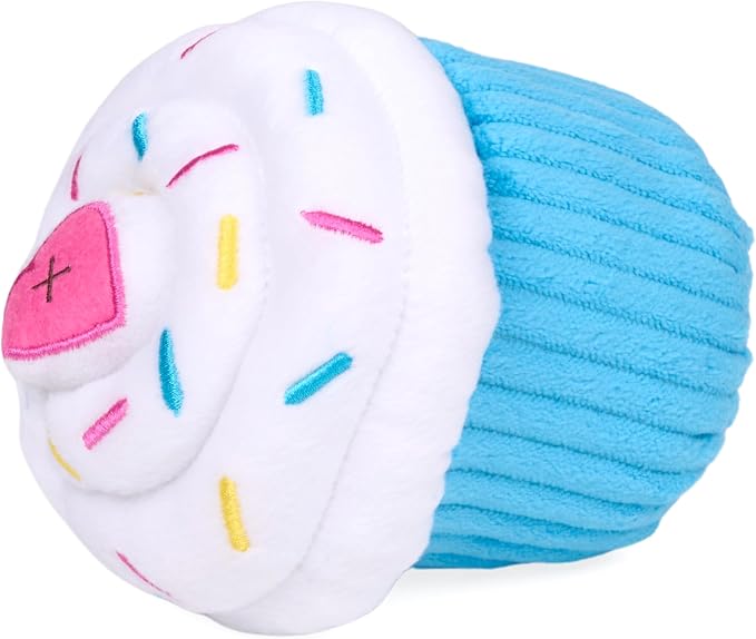 ZippyPaws Birthday Cupcake- Dog Squeaky Toys to Keep Them Busy, Funny Food Plush for Small, Medium, & Large Dogs, Cute Stuffed Puppy Toy, Pet Products, Gift for Dogs of All Breeds, Soft & Cuddly- Blue