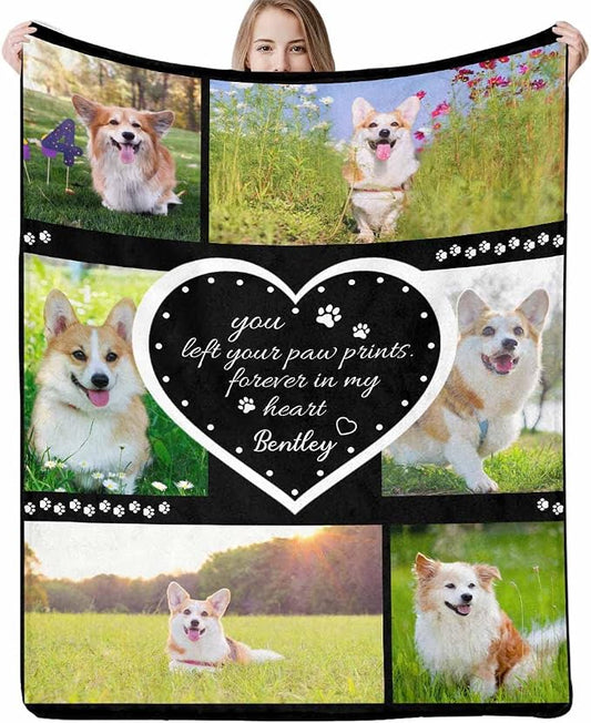 Artsadd Personalized Blanket with Picture in Memory of Dog Custom Photo Blanket Memorial Pet Loss Sympathy Gift
