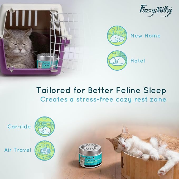 NightCalm Cat Calming Diffuser for Sleep Support | Cordless Cat Pheromone Diffuser Gel, Natural Formula for Cat Anxiety Relief,Scratching,Urine Marking, 60 Day Long Lasting