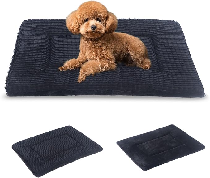 BVAGSS Reversible Dog Crate Pad, Memory Foam Pet Bed Mat, Soft Warm Machine Washable Sleeping Kennel Mattress for Small Medium Dogs XH079 (24''x18''x1.6'',Dark Grey)