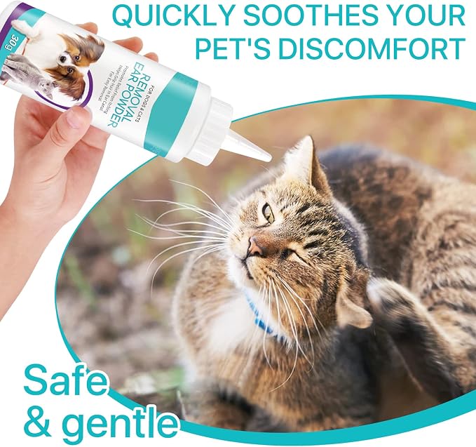 Dog Ear Powder for Hair Removal, Ear Infection Treatment for Dog & Cat,2pcs | Advanced Dog Ear Cleaner, Supports Infection Prone Ears, Gently Removes Ear Wax, Reduce Ear Odor in Pets & Soothes Itchy Ears