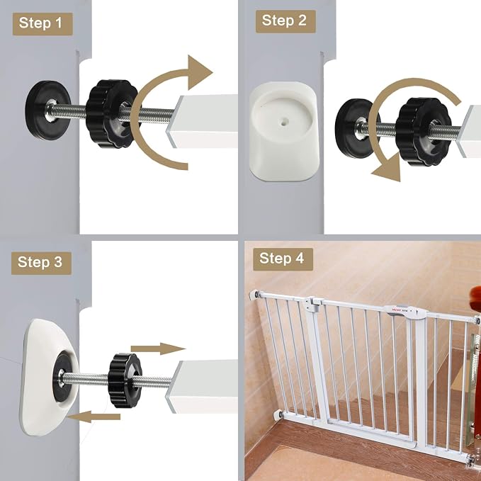 Vmaisi Baby Gate Wall Cup Protector Make Pressure Mounted Safety Gates More Stable - Wall Damage-Free - Fit for Doorway, Door Frame, Baseboard - Work on Dog & Pet Gates (White) (Pack of 2)