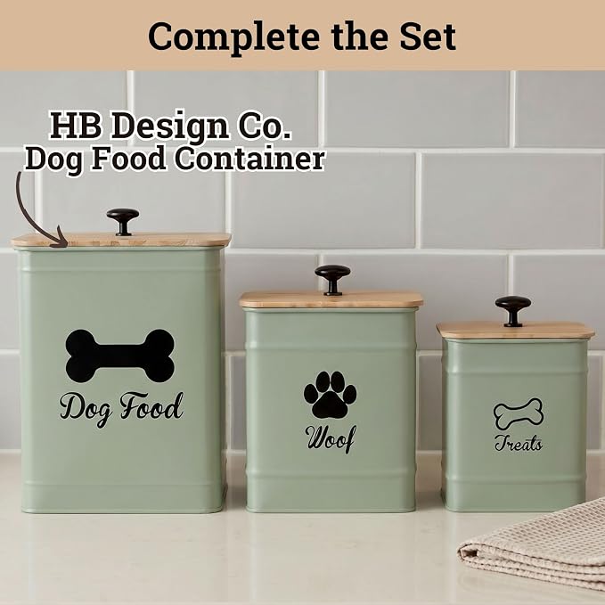 Dog Treat Container Set of 2 with Airtight Bamboo Lids - 8x6 & 7x5 inch | Fits All Popular Treats, Up to 20 Cups Combined Capacity, Airtight Bamboo Lid, Easy Open Lid, Dent-Resistant Durable Metal