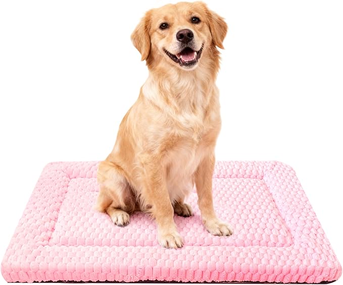 Dog Bed Mat,Reversible & Ultra Soft Kennel Pad-Machine Washable Pet Bed for Dogs & Cats-All-Weather Crate Liner for Crates,Carriers & Travel (Pink, 30" L x 20" W x 1.5" Th)