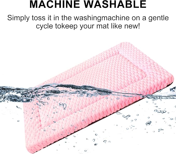 Dog Bed Mat,Reversible & Ultra Soft Kennel Pad-Machine Washable Pet Bed for Dogs & Cats-All-Weather Crate Liner for Crates,Carriers & Travel (Pink, 30" L x 20" W x 1.5" Th)