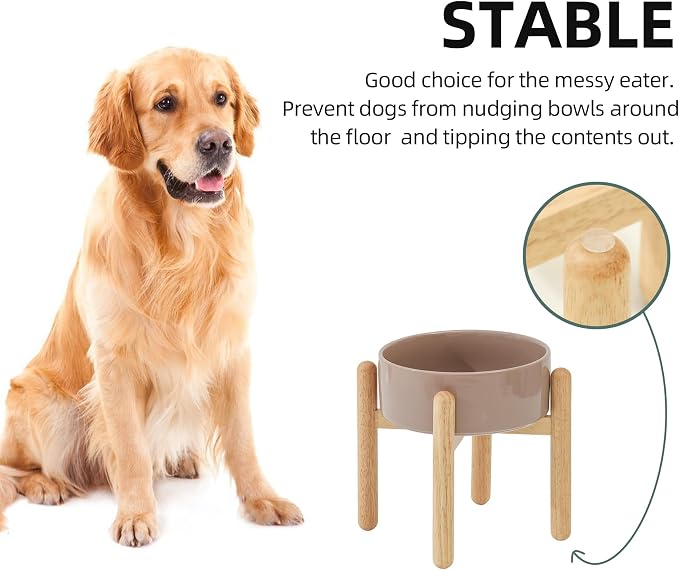 Havniva 8.3inch Ceramic Raised Dog Bowl with Stand, Elevated Dog Bowls for Large Breed Dog Food and Water Bowl Non-Slip Dog Dish Large Capacity Feeding Pet Water Bowl