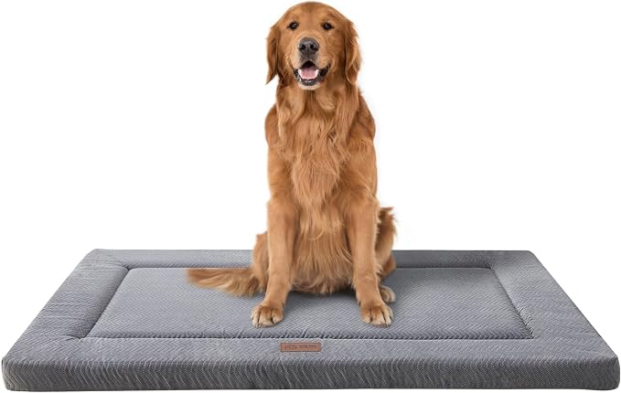 Dog Bed for Crate, Large Sized Dog Crate Beds, Washable Dogs Bed Mat | 42" XL Pet Beds Mat W/ Soft Wavy Plush Comfortable Anti-Slip Sleeping Mattress for Dogs & Cats,Grey
