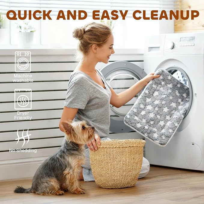Mora Pets Dog Bed Crate Pad Ultra Soft Pet Bed with Cute Star Print Washable Crate Mat for Large Medium Small Dogs Reversible Fleece Dog Crate Kennel Mat Cat Bed Liner 29 x 21 inch Grey