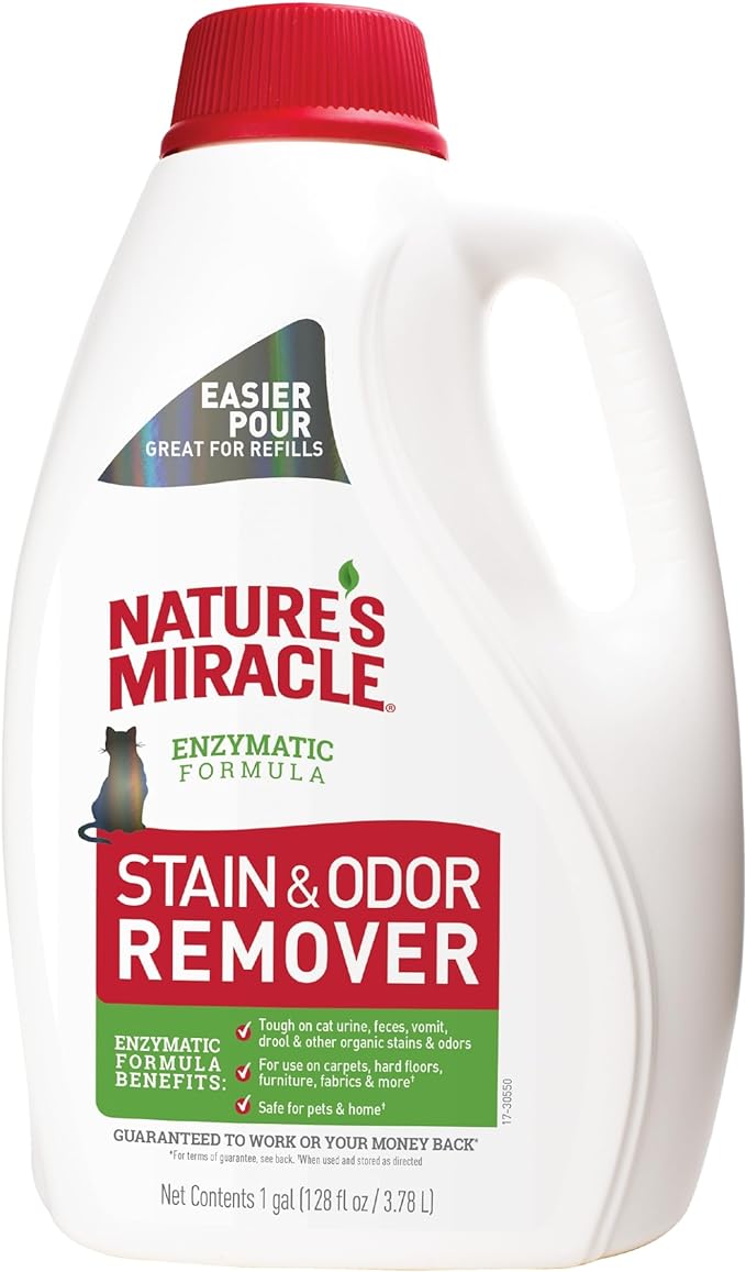 Nature’s Miracle Cat Stain & Odor Remover, Enzymatic Cleaner, 1 gal | Tough on Cat Urine, Feces, Vomit, Drool and Other Organic Stains and Odors, For Multiple Surfaces, Fresh Scent