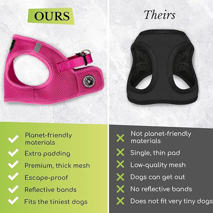 EcoBark Step in Dog Harness Reflective Soft Ultra Padded Mesh Dog Harnesses for XXS, XS, Small, and Medium Dogs Eco-Friendly Comfort Secure Halter No Pull Adjustable Pet Vest