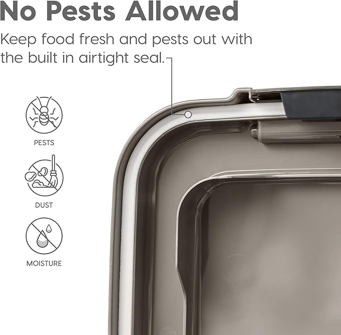 IRIS USA Dog Food Storage Container, Up to 30+11 lbs, Gray/Dark Gray | Made in the USA, Includes 2-Cup Scoop & Wheels, Airtight Seal, BPA-Free, Bird Seed, Cat food, Cat Litter, Treats, Toys