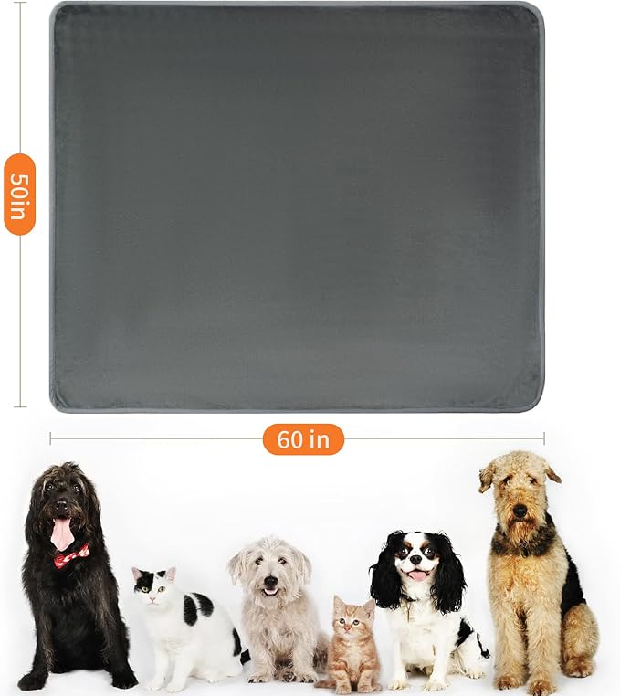 Waterproof Blanket for Couch Sofa Bed | Reversible Soft Flannel Throw Blanket for Medium Large Dogs Pet Leakproof, Protector for Crate, Travel, 50"x60", Dark Grey