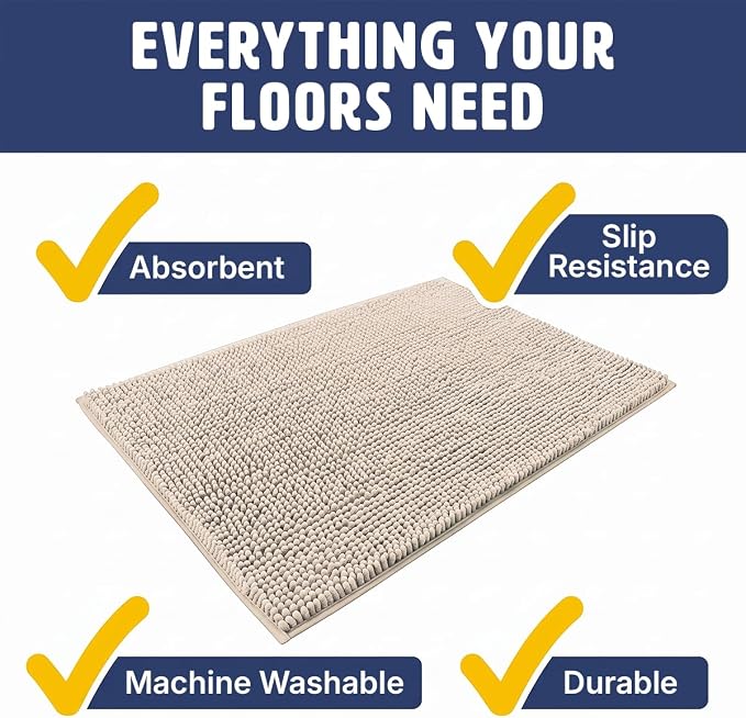 Muddy Mat® | XL Cat Litter Mat 48"x72", Litter Trapping Mat, Super Absorbent Scatter Control, Soft on Paws, Slip Resistant Washable Litter Mat, Traps Litter, Protects Floors, Beige