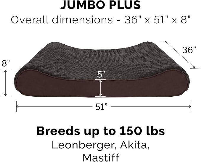 Furhaven Replacement Dog Bed Cover Ultra Plush Faux Fur & Suede Contour Luxe Lounger, Machine Washable - Chocolate, Jumbo Plus (XX-Large)